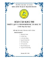 Báo cáo khả thi thiết lập và thẩm định dự án đầu tư khu tắm đa chức năng
