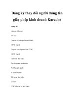 Đăng ký thay đổi người đứng tên giấy phép kinh doanh Karaoke doc