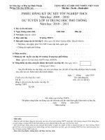 Mẫu đơn xin xét TN và thi tuyen 10