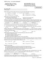 Đề thi môn Vật lý lớp 12 trường THPT Lê Xoay pps
