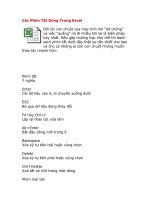 Các Phím Tắt Dùng Trong Excel.