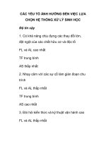 CÁC YẾU TỐ ẢNH HƯỞNG ĐẾN VIỆC LỰA CHỌN HỆ THỐNG XỬ LÝ SINH HỌC docx