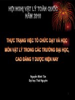Thực trạng việc tổ chức dạy và học môn Vật Lý trong các trường Đại học, cao đẳng Y được hiện nay doc