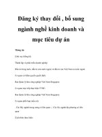 Đăng ký thay đổi , bổ sung ngành nghề kinh doanh và mục tiêu dự án pdf