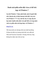 Danh sách phần mềm diệt virus có thể tích hợp với Windows 7 doc