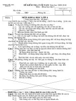 Đề thi khoa lớp 4 kì II năm học 2009-2010