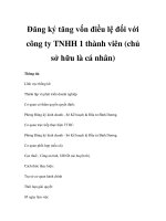 Đăng ký tăng vốn điều lệ đối với công ty TNHH 1 thành viên (chủ sở hữu là cá nhân) pot