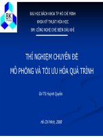 THÍ NGHIỆM CHUYÊN ĐỀ MÔ PHỎNG VÀ TỐI ƯU HÓA QUÁ TRÌNH pps
