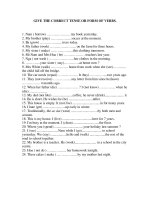 Chia ĐT theo thì và dạng - Lớp 9