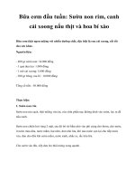 Bữa cơm đầu tuần: Sườn non rim, canh cải xoong nấu thịt và hoa bí xào pptx