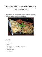 Bữa sáng kiểu Tây với trứng cuộn, thịt rán và khoai xào pot