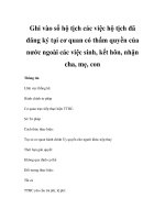 Ghi vào sổ hộ tịch các việc hộ tịch đã đăng ký tại cơ quan có thẩm quyền của nước ngoài các việc sinh, kết hôn, nhận cha, mẹ, con doc