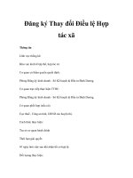 Đăng ký Thay đổi Điều lệ Hợp tác xã potx