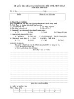 Đề và đáp án kiểm tra khảo sát đầu năm hóa 9