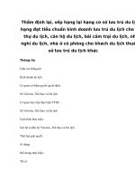 Thẩm định lại, xếp hạng lại hạng cơ sở lưu trú du lịch: hạng đạt tiểu chuẩn kinh doanh lưu trú du lịch cho biệt thự du lịch, căn hộ du lịch, bãi cắm trại du lịch, nhà nghỉ du lịch, nhà ở có phòng cho khách du lịch thuê, cơ sở lưu trú du lịch khác doc