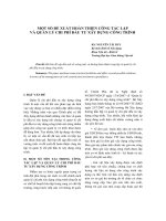MỘT SỐ ĐỀ XUẤT HOÀN THIỆN CÔNG TÁC LẬP VÀ QUẢN LÝ CHI PHÍ ĐẦU TƯ XÂY DỰNG CÔNG TRÌNH potx