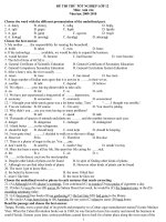 ĐỀ - ĐÁP ÁN THI THỬ THPT MÔN ANH