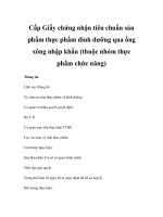 Cấp Giấy chứng nhận tiêu chuẩn sản phẩm thực phẩm dinh dưỡng qua ống xông nhập khẩu (thuộc nhóm thực phẩm chức năng) pot