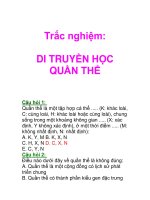 Trắc nghiệm: DI TRUYỀN HỌC QUẦN THỂ pptx