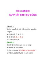Trắc nghiệm: SỰ PHÁT SINH SỰ SỐNG doc