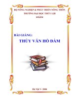 Bài giảng Thủy Văn hồ đầm potx