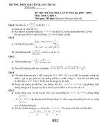 Đề và đáp án thi thử Đại học môn toán khối A năm 2009