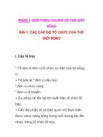PHẦN I: GIỚI THIỆU CHUNG VỀ THẾ GIỚI SỐNG potx