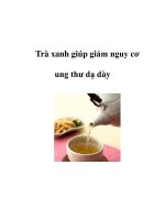 Trà xanh giúp giảm nguy cơ ung thư dạ dày doc