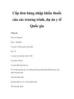 Cấp đơn hàng nhập khẩu thuốc của các trương trình, dự án y tế Quốc gia pps