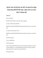 Quyết toán chế độ thai sản đối với người lao động đang đóng BHXH bắt buộc, nhận nuôi con nuôi dưới 4 tháng tuổi pps