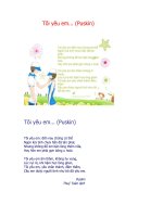 Bài thơ tình yêu thích : Tôi yêu em- Puskin