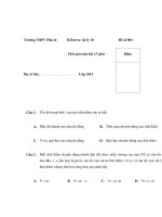 Đề kiểm vật lý lớp 10 thời gian 15 phút - Đề số 004 potx