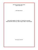 Đề tài nghiên cứu khoa học: Bài giảng điện tử môn Lý thuyết galois theo hướng tích cực hóa nhận thức người học