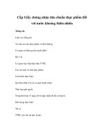 Cấp Giấy chứng nhận tiêu chuẩn thực phẩm đối với nước khoáng thiên nhiên pps