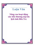 Luận văn: Nâng cao hoạt động xúc tiến thương mại du lịch tỉnh Bến Tre pptx
