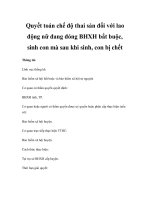 Quyết toán chế độ thai sản đối với lao động nữ đang đóng BHXH bắt buộc, sinh con mà sau khi sinh, con bị chết pptx