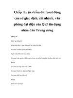 Chấp thuận chấm dứt hoạt động của sở giao dịch, chi nhánh, văn phòng đại diện của Quỹ tín dụng nhân dân Trung ương pptx