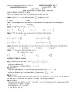 Đề kiểm tra Toán 8 Học kỳ II