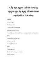Cấp hạn ngạch xuất khẩu vàng nguyên liệu áp dụng đối với doanh nghiệp khai thác vàng ppt