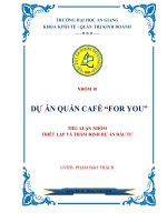 Thiết lập và thẩm định dự án đầu tư dự án quán café “for you”