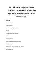 Cấp giấy chứng nhận đủ điều kiện hành nghề cho trung tâm kế thừa, ứng dụng YDHCT (kể cả cơ sở có vốn đầu tư nước ngoài) doc