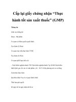 Cấp lại giấy chứng nhận “Thực hành tốt sản xuất thuốc” (GMP) pps