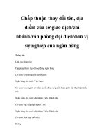 Chấp thuận thay đổi tên, địa điểm của sở giao dịch/chi nhánh/văn phòng đại diện/đơn vị sự nghiệp của ngân hàng ppt