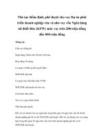 Thủ tục thẩm định, phê duyệt cho vay Dự án phát triển doanh nghiệp vừa và nhỏ vay vốn Ngân hàng tái thiết Đức (KFW) mức vay trên 200 triệu đồng đến 500 triệu đồng pps