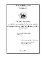 NGHIÊN cứu QUÁ TRÌNH lập kế HOẠCH PHÁT TRIỂN SINH kế