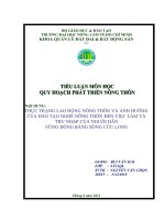 Thực trạng lao động nông thôn và ảnh hưởng của đào tạo nghề nông thôn đến việc làm và thu nhập của người dân vùng đồng bằng sông cửu long