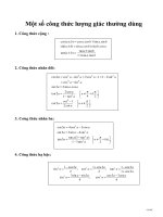 Một số công thức lượng giác thường dùng