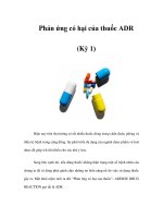 Phản ứng có hại của thuốc ADR (Kỳ 1) pot