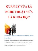 QUẢN LÝ VỪA LÀ NGHỆ THUẬT VỪA LÀ KHOA HỌC doc