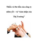 Thiếu và Dư tiền của công ty niêm yết – và “cảm nhận của Thị trường